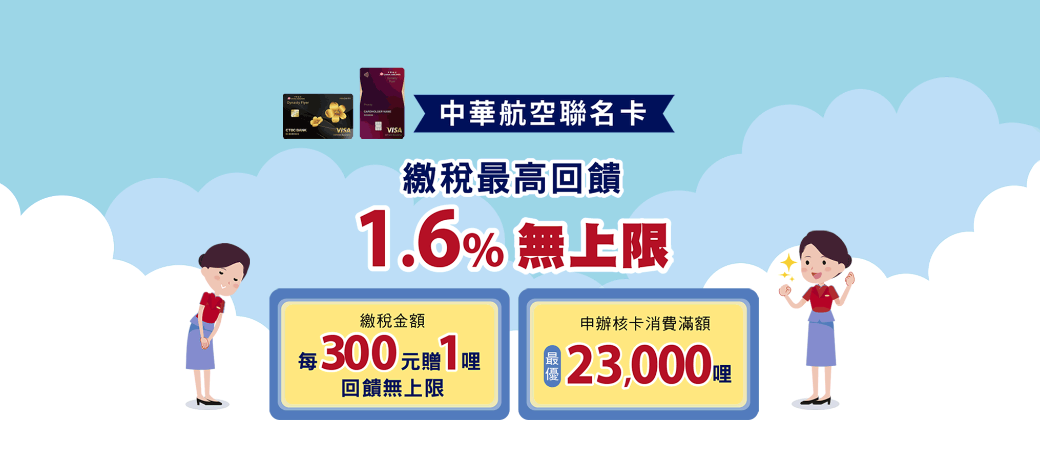 中華航空聯名卡繳稅，最高1.6%回饋無上限